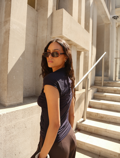 Scarab Micromodal Cut Out Top In Navy