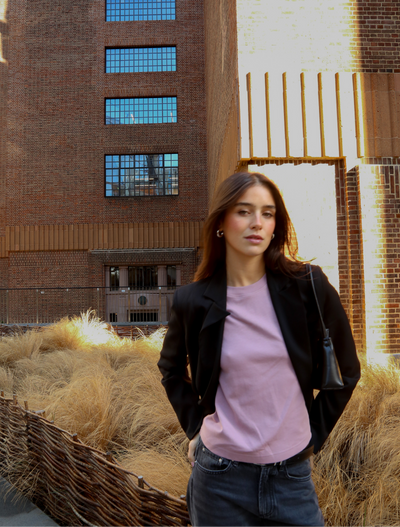 Compact Cotton Boxy T-shirt in Dusky Berry