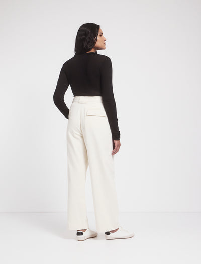 Apollo Cotton Linen Blend Loose Pant in Whisper White