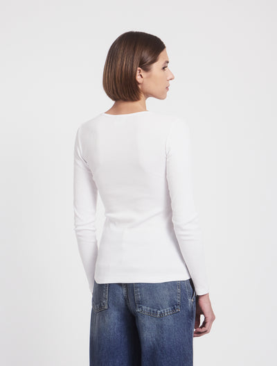 Classic Rib Henley in White