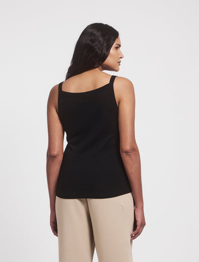 Classic Rib Cami Top in Black