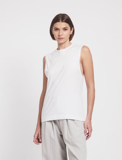 Lightweight Cotton Boyfriend Tank in White
