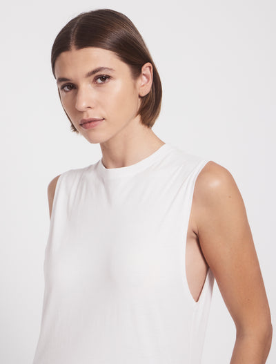 Lightweight Cotton Boyfriend Tank in White
