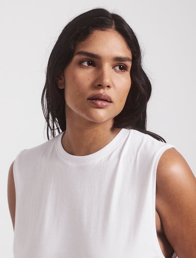 Lightweight Cotton Boyfriend Tank in White