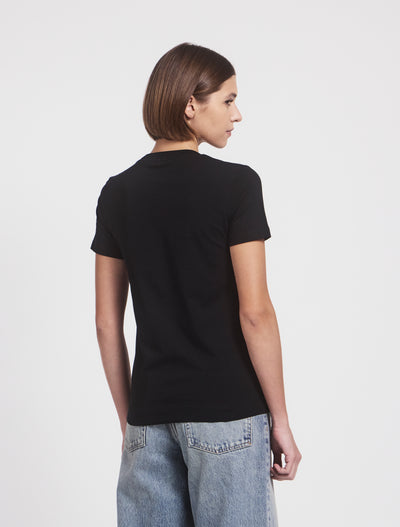 Lightweight Cotton fitted T-Shirt in Black
