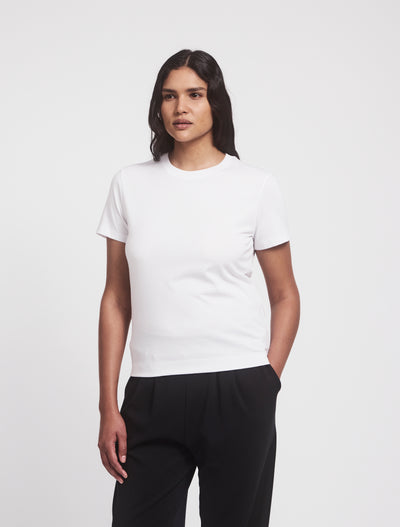 Lightweight Cotton fitted T-Shirt in White