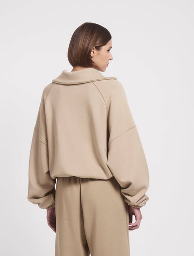 Classic Half Zip Sweatshirt in Taupe