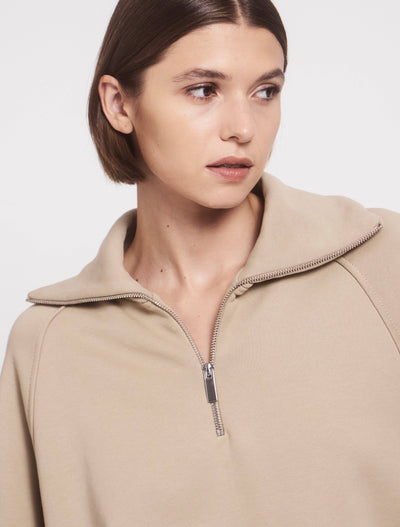 Classic Half Zip Sweatshirt in Taupe