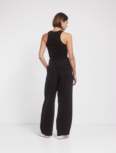 Apollo Cotton Linen Blend Loose Pant in Obsidian