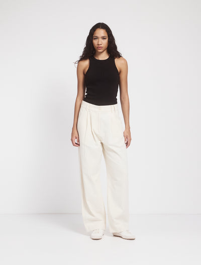 Apollo Cotton Linen Blend Loose Pant in Whisper White