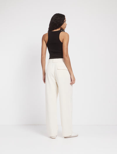 Apollo Cotton Linen Blend Loose Pant in Whisper White