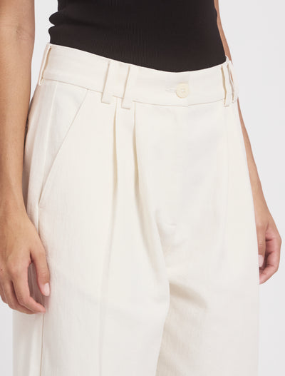 Apollo Cotton Linen Blend Loose Pant in Whisper White