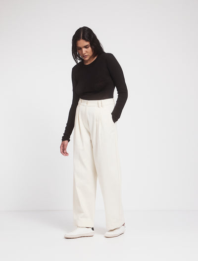 Apollo Cotton Linen Blend Loose Pant in Whisper White