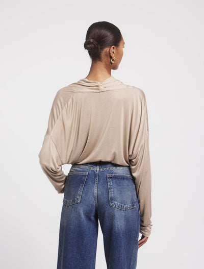 Calix Draped Top In Taupe