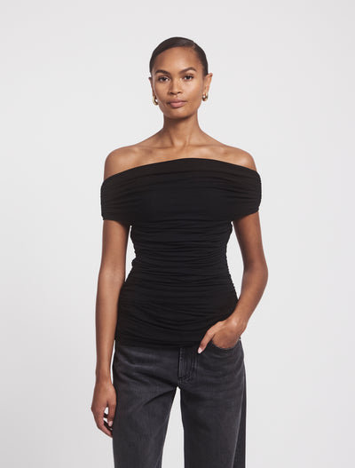 Noho Micromodal Ruched Top in Black