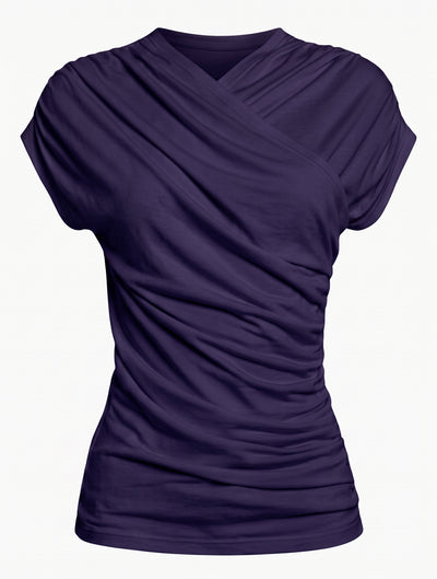 Indie Wrap Top In Aubergine