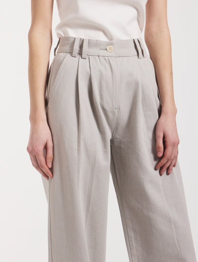 Apollo Cotton Linen Blend Loose Pant in Stone