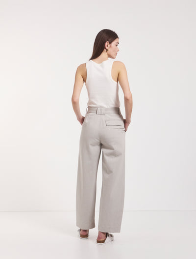 Apollo Cotton Linen Blend Loose Pant in Stone