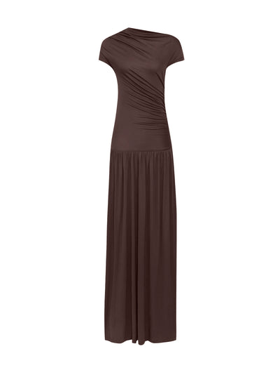 Priam Draped Dress in Bracken