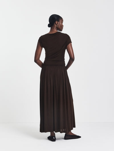Priam Draped Dress in Bitter Chocolate