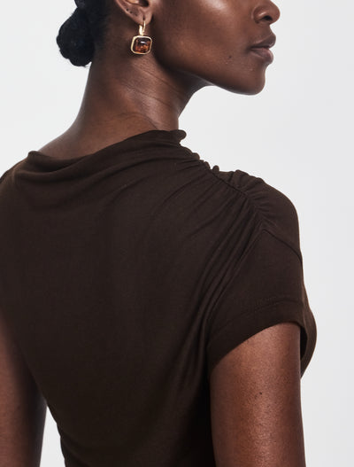 Priam Draped Dress in Bitter Chocolate