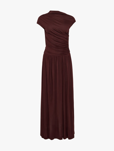 Priam Draped Dress in Bordeaux