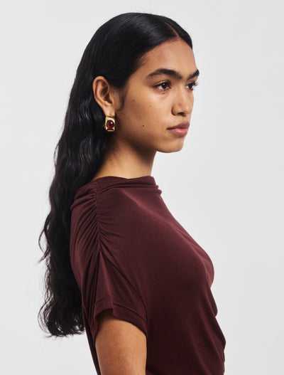 Priam Draped Dress in Bordeaux