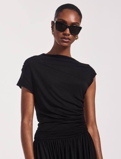 Priam Draped Dress in Black