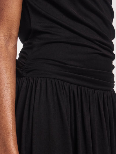 Priam Draped Dress in Black