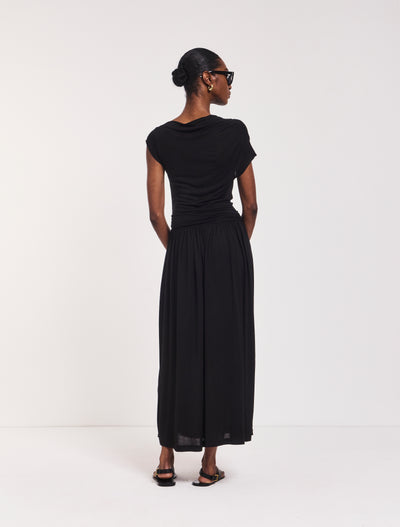 Priam Draped Dress in Black