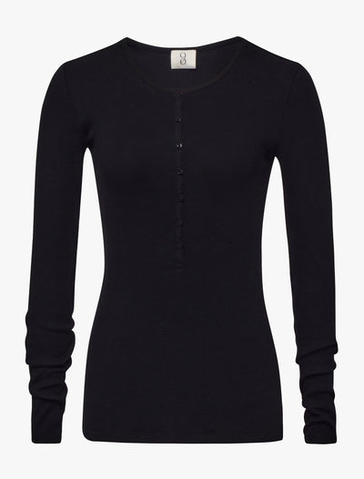Classic Rib Henley in Black
