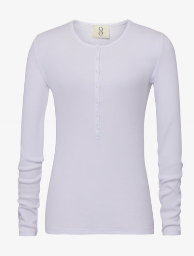 Classic Rib Henley in White