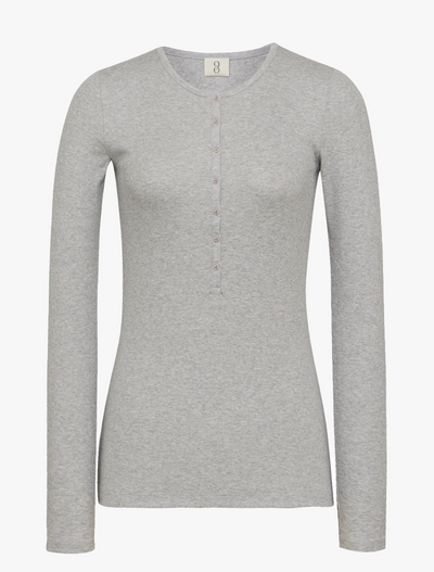 Classic Rib Henley in Grey Marl