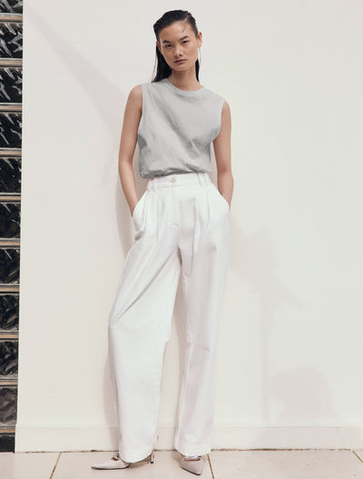 Lightweight Cotton Boyfriend Tank in Grey Marl