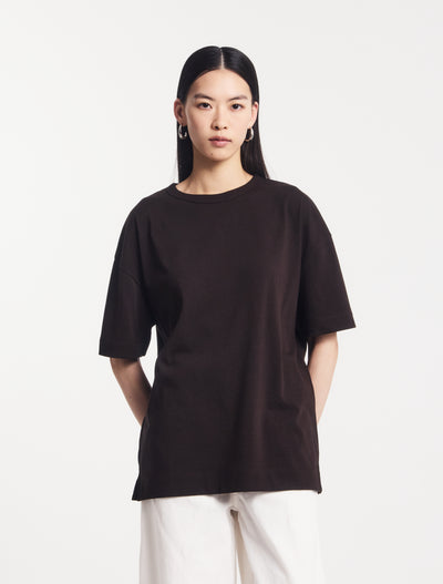 Classic Cotton Oversized T-Shirt in Bitter Chocolate