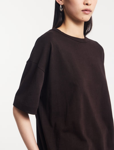 Classic Cotton Oversized T-Shirt in Bitter Chocolate