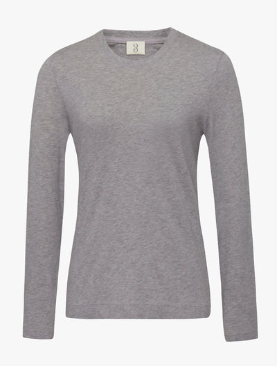 Lightweight Cotton Long Sleeve T-Shirt in Grey Marl