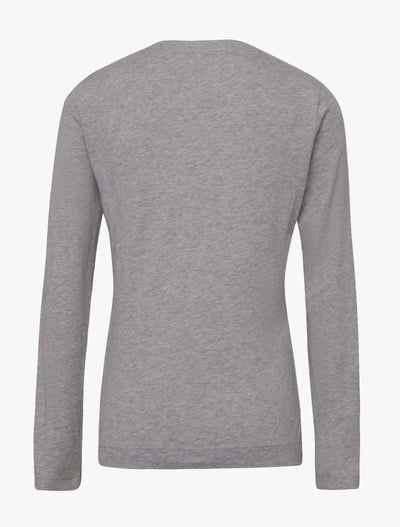Lightweight Cotton Long Sleeve T-Shirt in Grey Marl