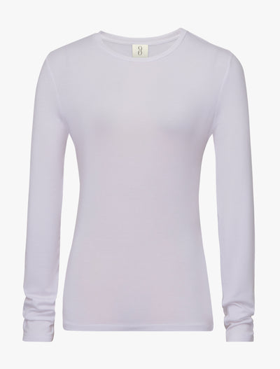 Lightweight Cotton Long Sleeve T-Shirt in White
