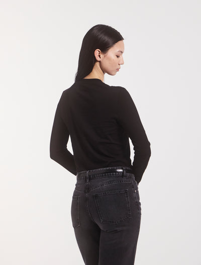 Lightweight Cotton Long Sleeve T-Shirt in Black