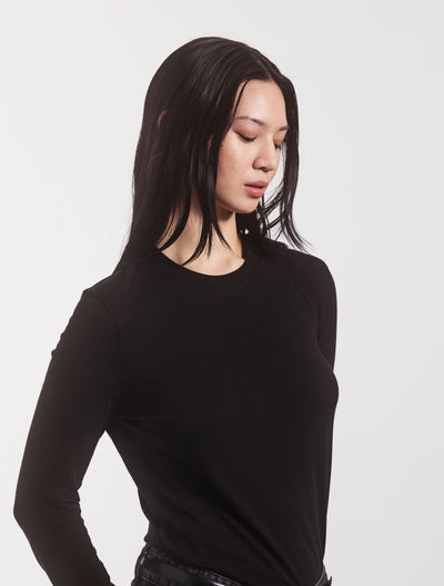 Lightweight Cotton Long Sleeve T-Shirt in Black
