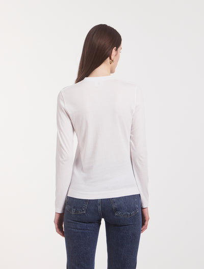 Lightweight Cotton Long Sleeve T-Shirt in White
