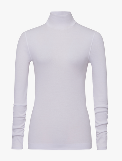 Classic Rib High Neck Top in White