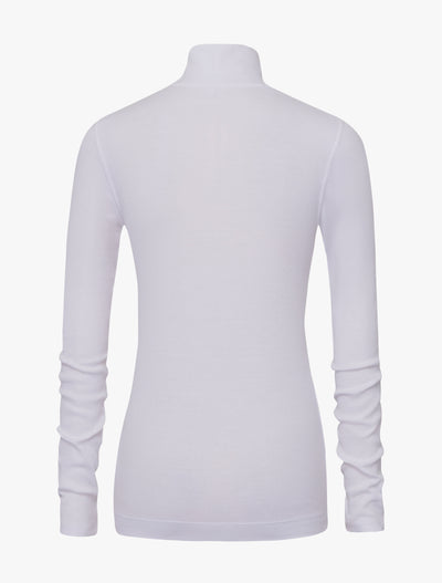 Classic Rib High Neck Top in White