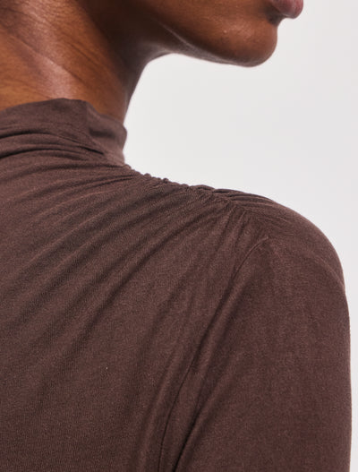 Iphis Draped Long Sleeve Top in Bracken