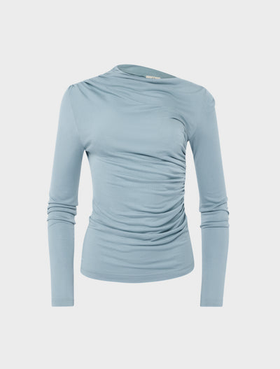 Iphis Draped Long Sleeve Top in Powder Blue