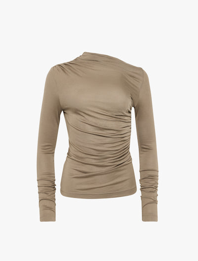 Iphis Draped Long Sleeve Top in Sage