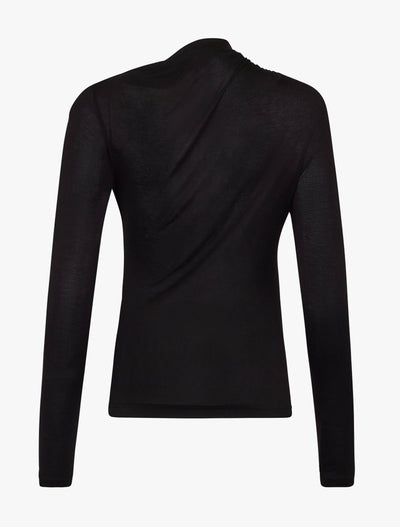 Iphis Draped Long Sleeve Top in Black