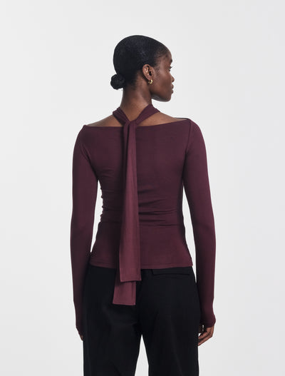 Coral Wrap Top in Merlot