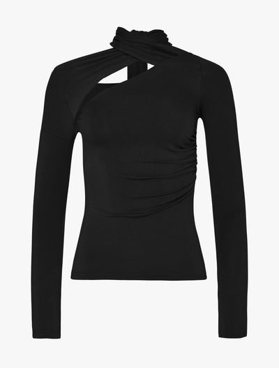 Coral Wrap Top In Black